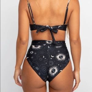 Black high waisted celestial print bikini bottom